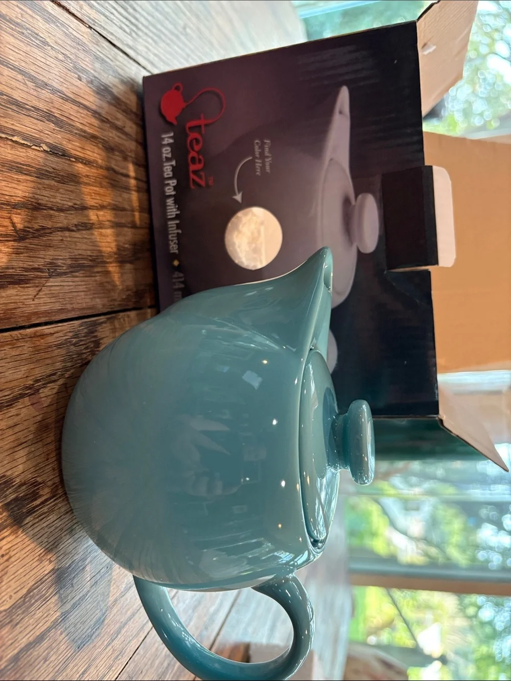 14 oz. Blue Ceramic Tea Pot with Infuser